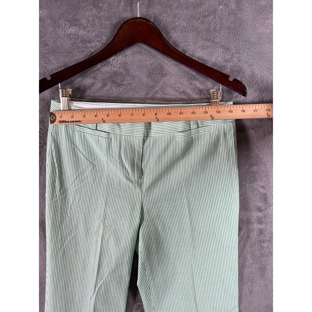 J Crew Seersucker Pants Womens 4 30x31.5 Green Striped Mid Rise Favorite Fit NWT - Picture 3 of 12